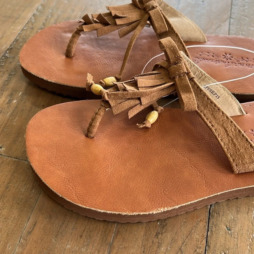 Hanna andersson fringed suede sandals
